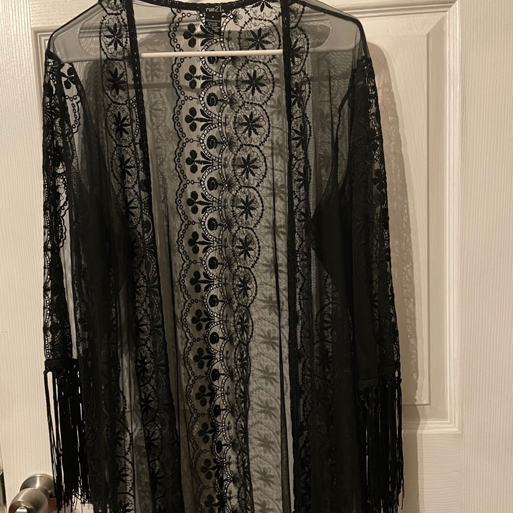 Black lace over piece